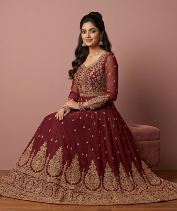 Embroidered Anarkali Dress hover